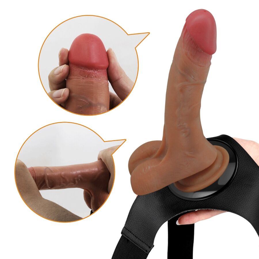 PRETTY LOVE - SLIP HARNAIS UNIVERSEL AVEC GODE VIBRANT ET SQUIRTING 15,5 CM MULATO PRETTY LOVE