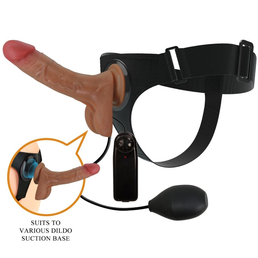 PRETTY LOVE - SLIP HARNAIS UNIVERSEL AVEC GODE VIBRANT ET SQUIRTING 15,5 CM MULATO PRETTY LOVE