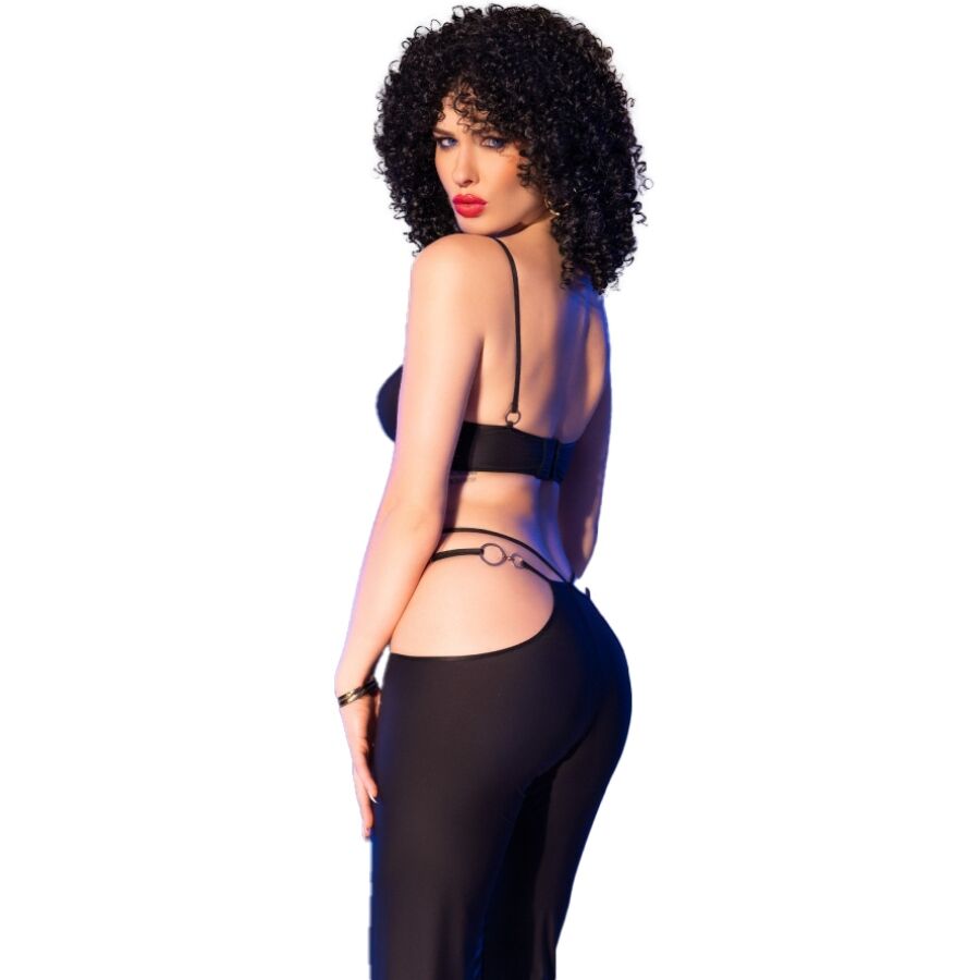 CHILIROSE - CR 4851 ENSEMBLE TOP ET LEGGINGS NOIRS AVEC ACCESSOIRES DORÉS M CHILIROSE SETS