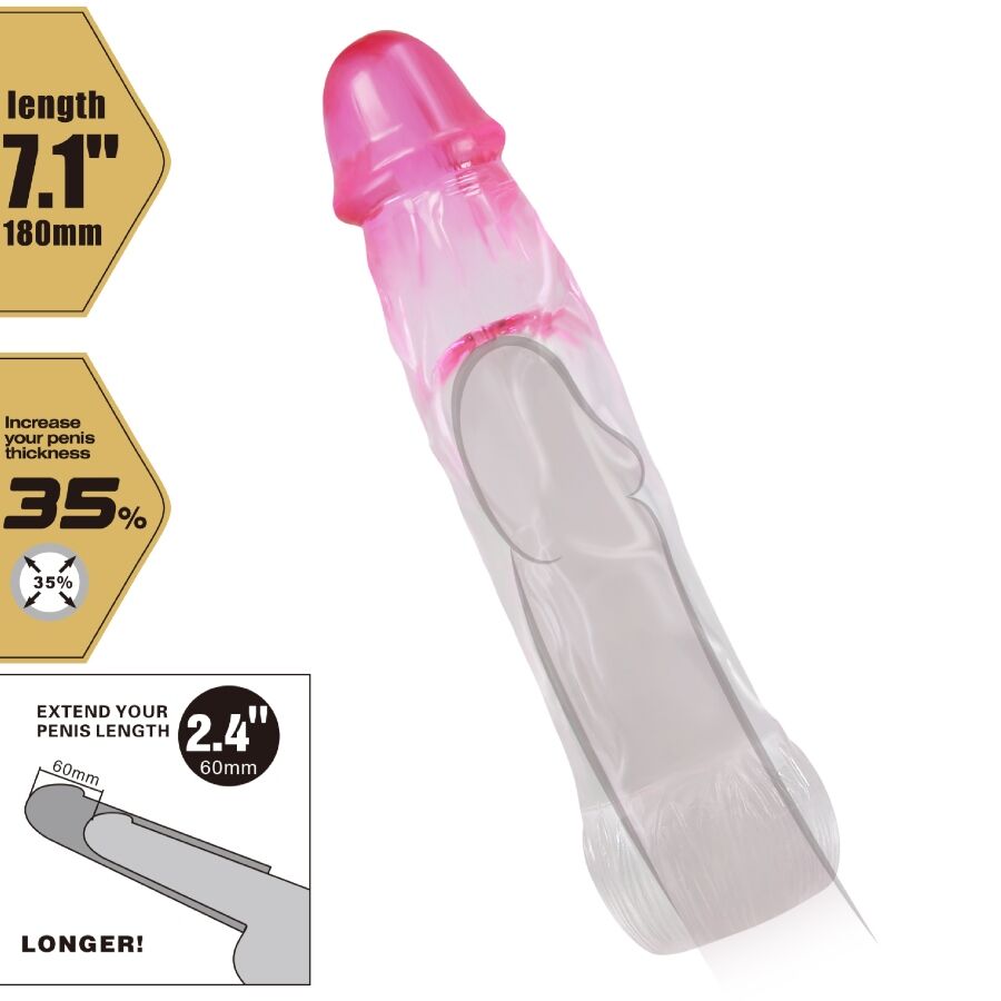 PRETTY LOVE - GAINE D'AGRANDISSEMENT RÉALISTE NERON 6 CM POUR PÉNIS ROSE PRETTY LOVE