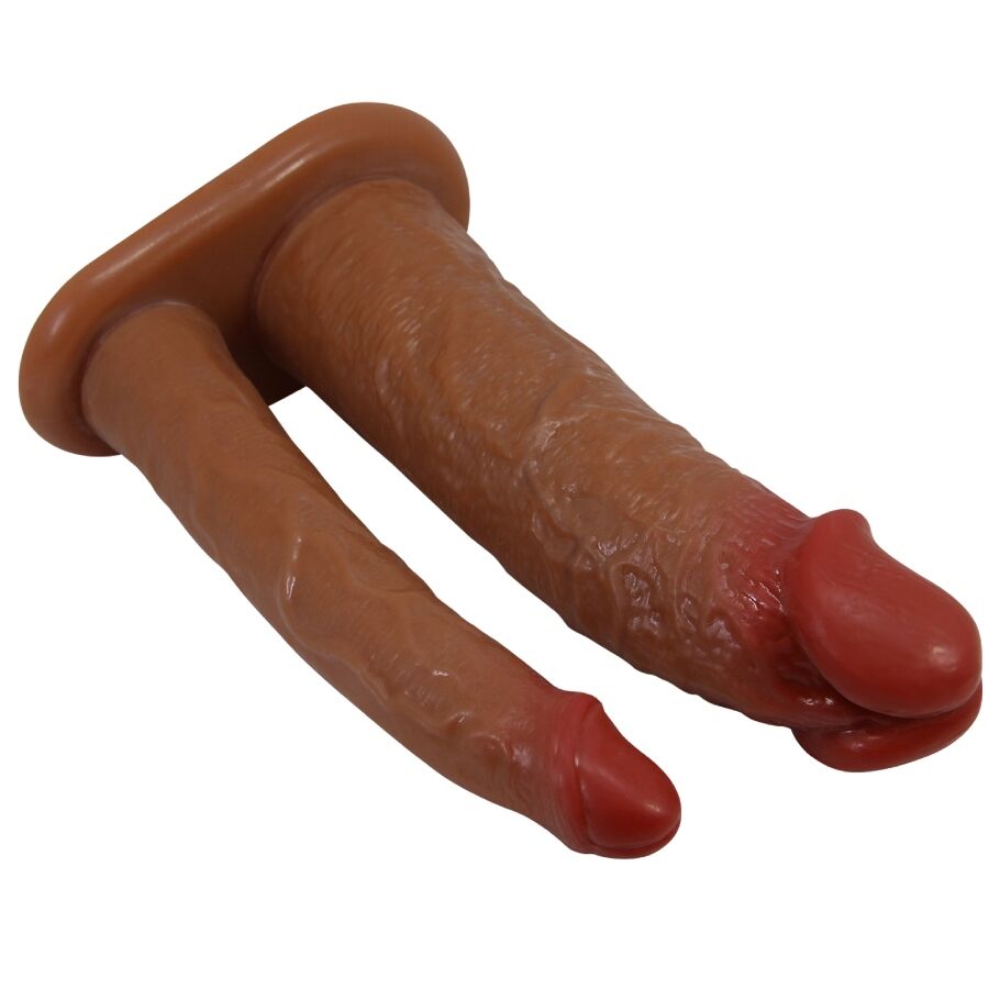 PRETTY LOVE - MANCHON DOUBLE PÉNIS YAIRON AVEC EXTENSION DE 4 CM MULÂTRE PRETTY LOVE