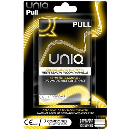 UNIQ - PRÉSERVATIFS SANS LATEX AVEC BANDES PULL 3 UNITÉS UNIQ
