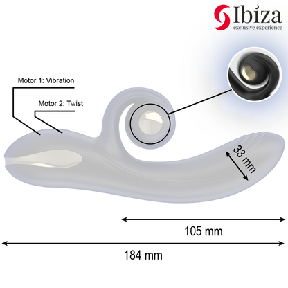 IBIZA - VIBRATEUR TWISTER AVEC STIMULATEUR DE COURBES ET VIBRO-ROTATION IBIZA TECHNOLOGY