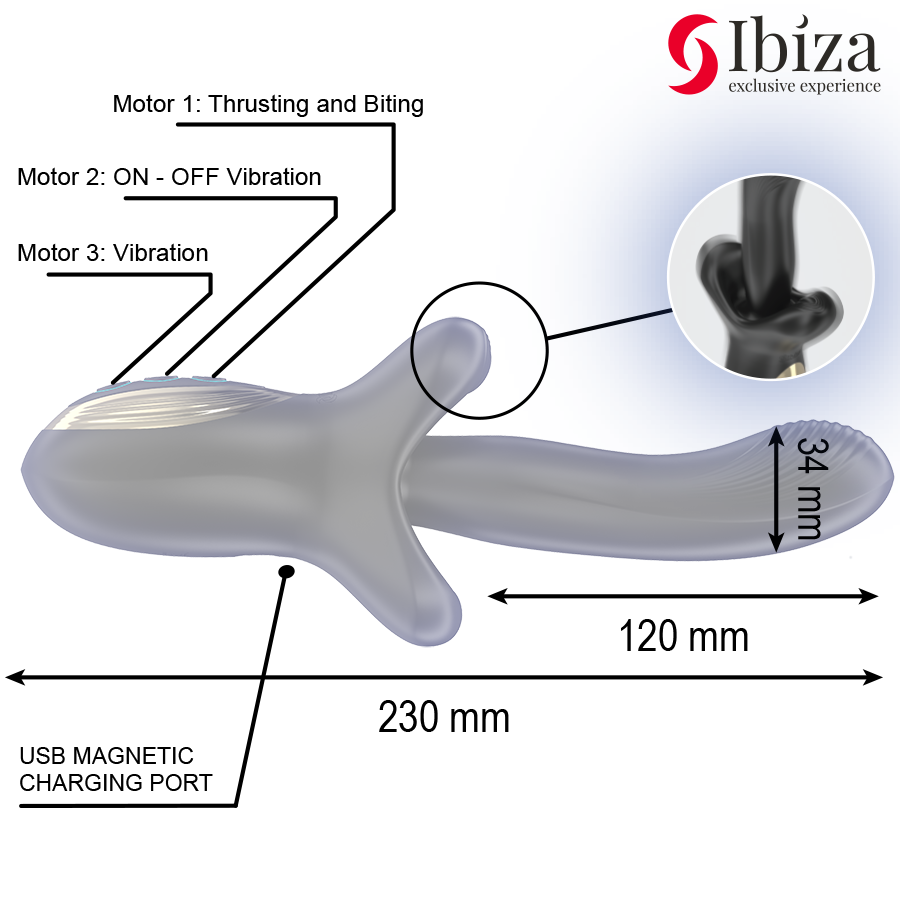 IBIZA - VIBRATEUR PUISSANT AVEC EFFET DE POUSSÉE ET DE MORSURE IBIZA TECHNOLOGY