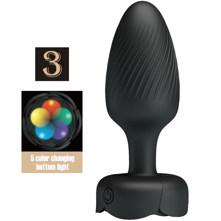 PRETTY LOVE - OSBORN PLUG ANAL AVEC LUMIÈRE LED NOIR 9,8 CM PRETTY LOVE
