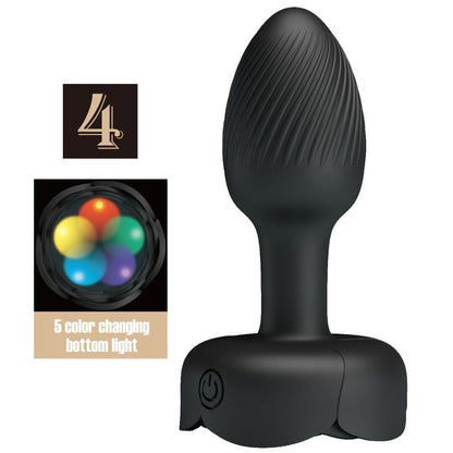 PRETTY LOVE - PLUG ANAL OLMAN AVEC LUMIÈRE LED NOIR 8,8 CM PRETTY LOVE