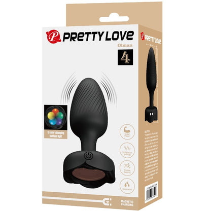 PRETTY LOVE - PLUG ANAL OLMAN AVEC LUMIÈRE LED NOIR 8,8 CM PRETTY LOVE