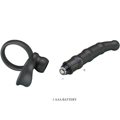 PRETTY LOVE - ANNEAU PÉNIS VIBRANT TATUM AVEC PLUG 10 VIBRATIONS NOIR PRETTY LOVE