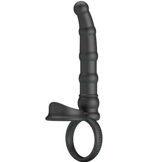 PRETTY LOVE - ANNEAU PÉNIS VIBRANT TATUM AVEC PLUG 10 VIBRATIONS NOIR PRETTY LOVE