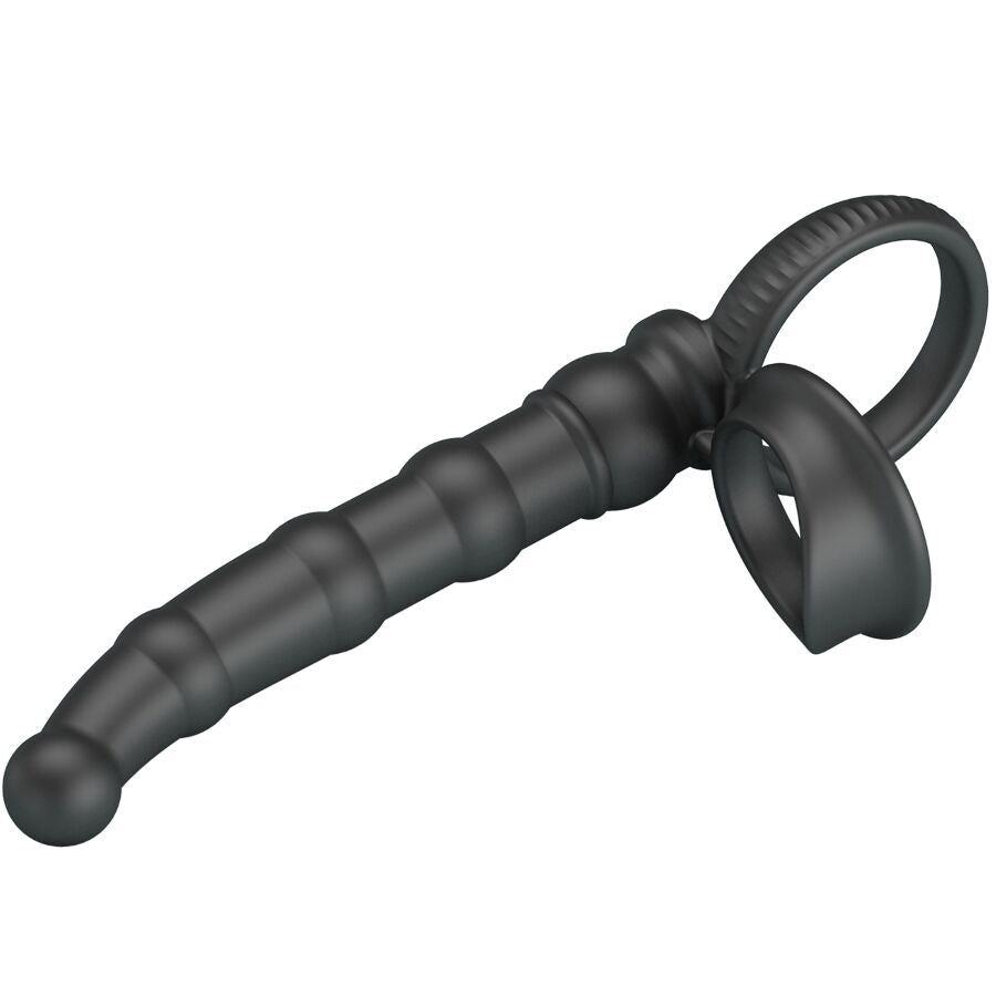PRETTY LOVE - ANNEAU PÉNIS VIBRANT TATUM AVEC PLUG 10 VIBRATIONS NOIR PRETTY LOVE