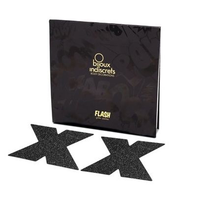 BIJOUX - INDISCRETS FLASH CROSS NIPPLE CAPS NOIR BIJOUX FLASH COLLECTION
