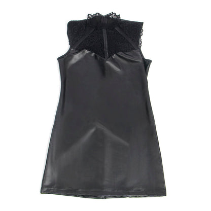SUBBLIME - 957544 ROBE EN CUIR COL DENTELLE NOIRE S/M SUBBLIME DRESSES