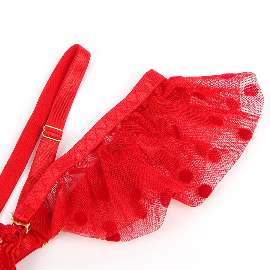SUBBLIME - 957506 ENSEMBLE SOUTIEN-GORGE ET JARRETELLE EN DENTELLE ROUGE S/M SUBBLIME SETS