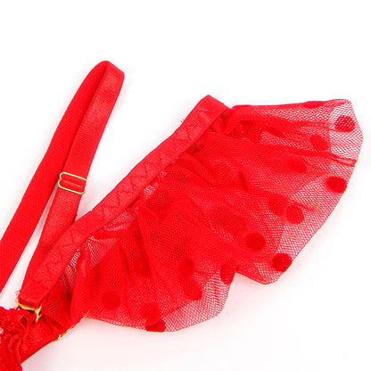 SUBBLIME - 957506 ENSEMBLE SOUTIEN-GORGE ET JARRETELLE EN DENTELLE ROUGE S/M SUBBLIME SETS
