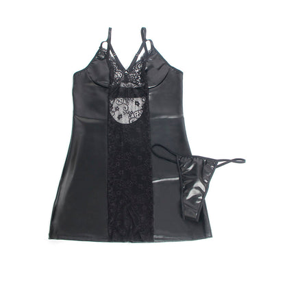 SUBBLIME - 957537 ROBE EN CUIR AVEC DENTELLE FLORALE NOIRE L/XL SUBBLIME DRESSES