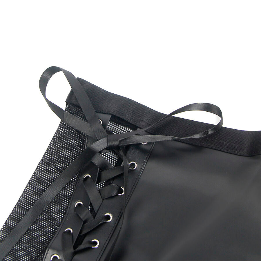 SUBBLIME - 957582 ENSEMBLE SOUTIEN-GORGE ET JUPE EN CUIR NOIR S/M SUBBLIME SETS