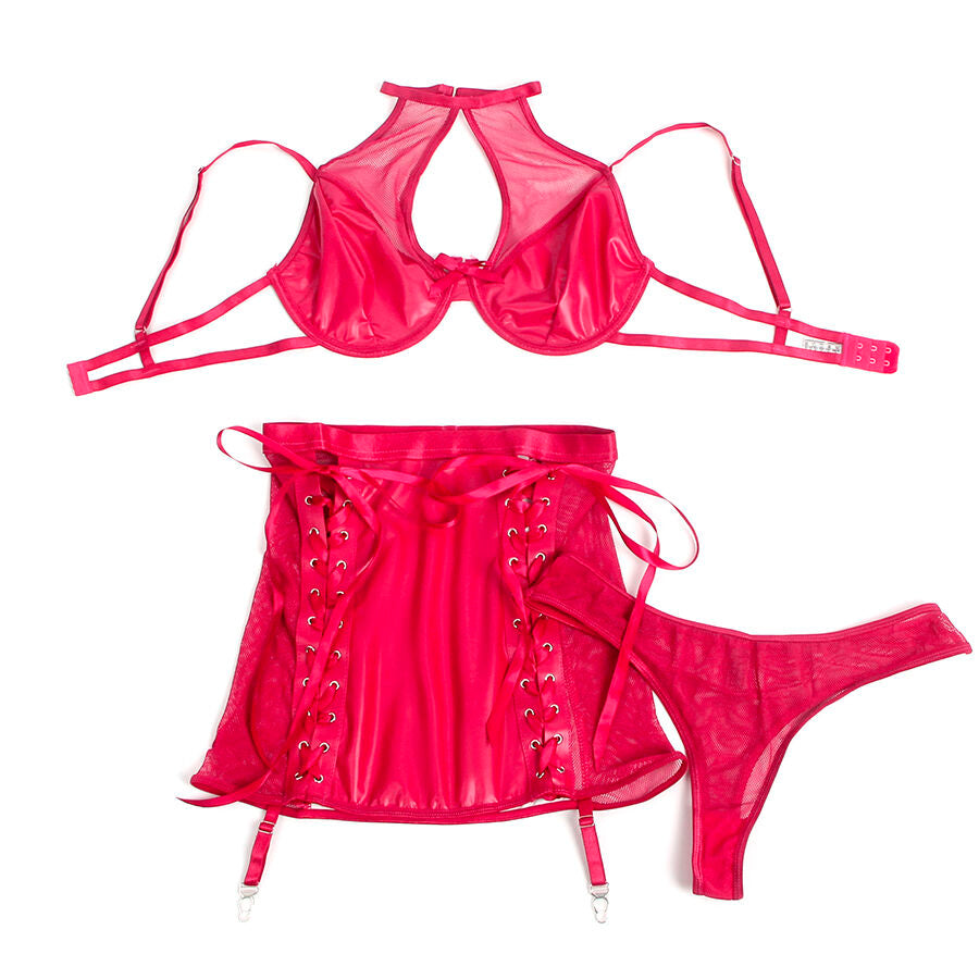 SUBBLIME - 957612 ENSEMBLE SOUTIEN-GORGE ET JUPE EN CUIR ROUGE L/XL SUBBLIME SETS