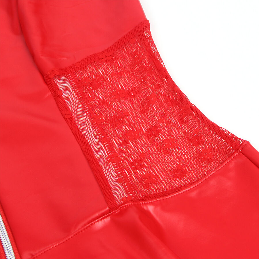 SUBBLIME - 957735 ROBE EN CUIR À FERMETURE ÉCLAIR EN DENTELLE ROUGE L/XL SUBBLIME DRESSES