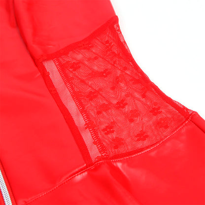 SUBBLIME - 957735 ROBE EN CUIR À FERMETURE ÉCLAIR EN DENTELLE ROUGE L/XL SUBBLIME DRESSES