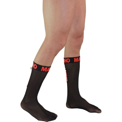 MACHO - CHAUSSETTES FINES TAILLE UNIQUE NOIR/ROUGE MACHO UNDERWEAR
