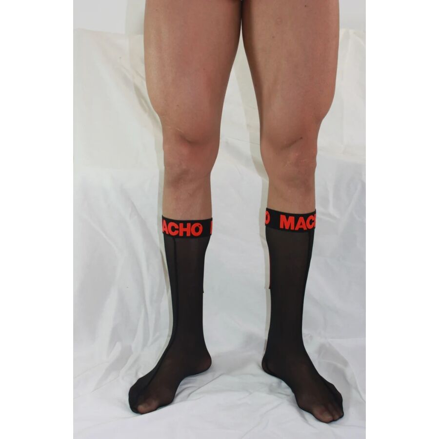 MACHO - CHAUSSETTES FINES TAILLE UNIQUE NOIR/ROUGE MACHO UNDERWEAR