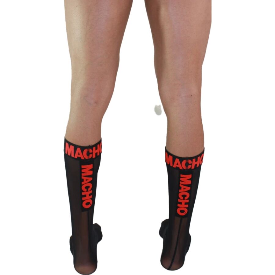MACHO - CHAUSSETTES FINES TAILLE UNIQUE NOIR/ROUGE MACHO UNDERWEAR