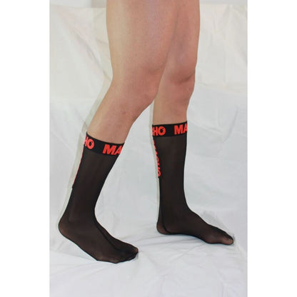 MACHO - CHAUSSETTES FINES TAILLE UNIQUE NOIR/ROUGE MACHO UNDERWEAR