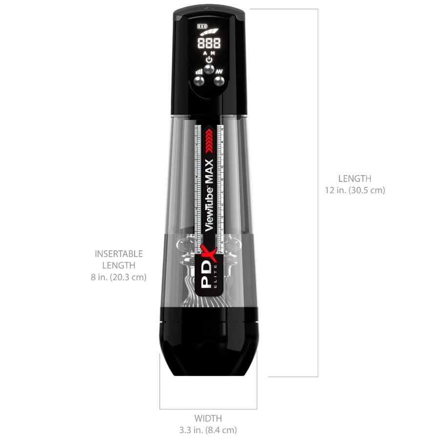 PDX ELITE - VIEWTUBE MAX VIEW MASTURBATEUR AUTOMATIQUE AVEC ASPIRATION TRANSPARENTE PDX ELITE