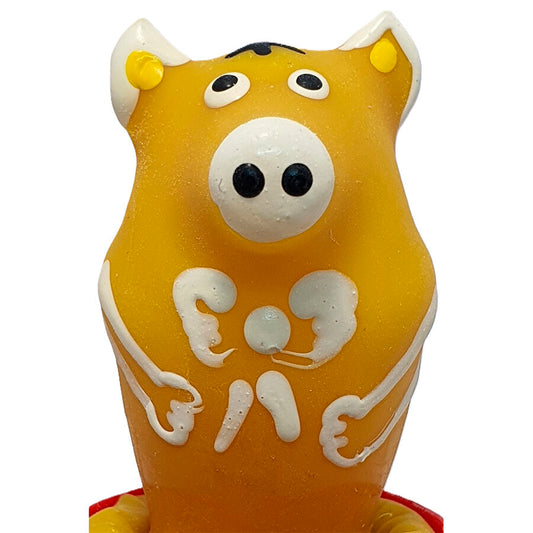 CONDOMERIE - PRÉSERVATIFS FANTAISIE PEINTS À LA MAIN COCHON ASSIS JAUNE CONDOMERIE