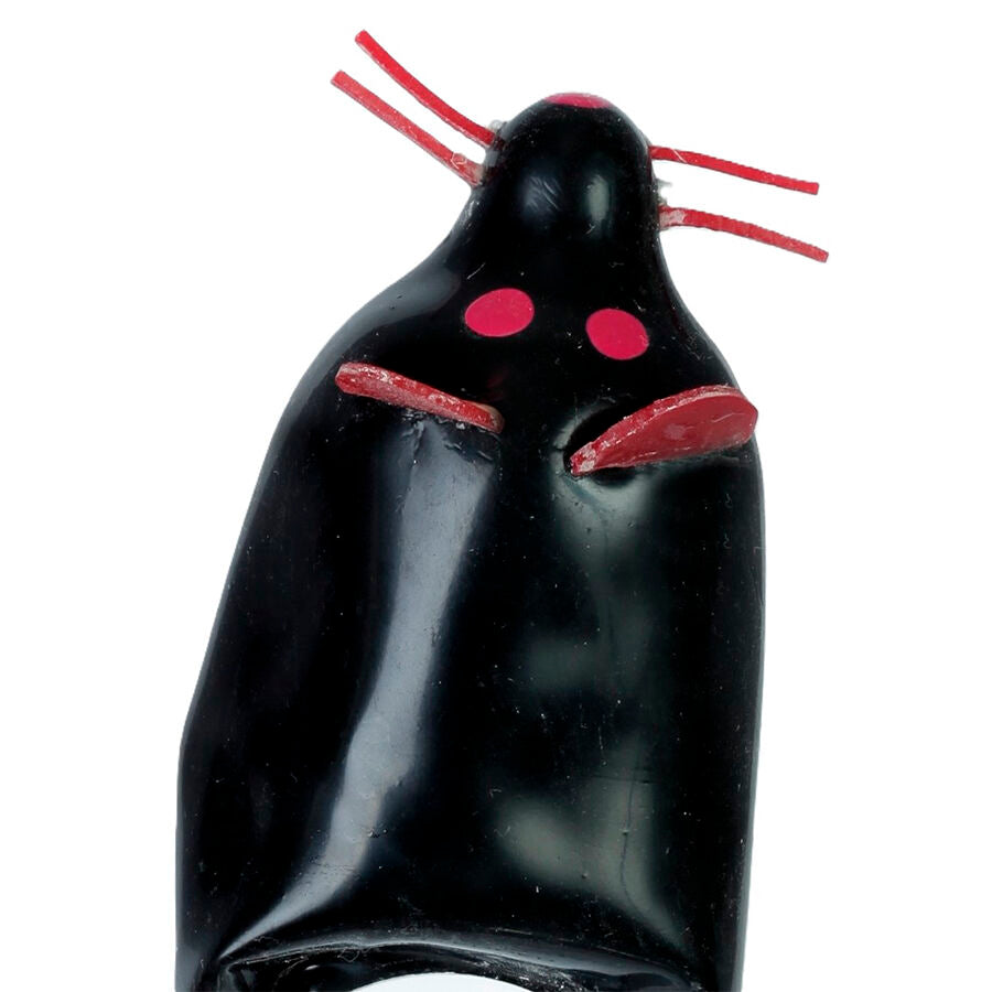 CONDOMERIE - PRÉSERVATIFS FANTAISIE PEINTS À LA MAIN SOURIS NOIRE XL CONDOMERIE
