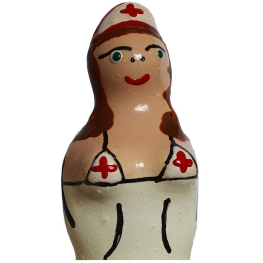CONDOMERIE - PRÉSERVATIFS FANTAISIE PEINTS À LA MAIN INFIRMIÈRE BRUNE CONDOMERIE