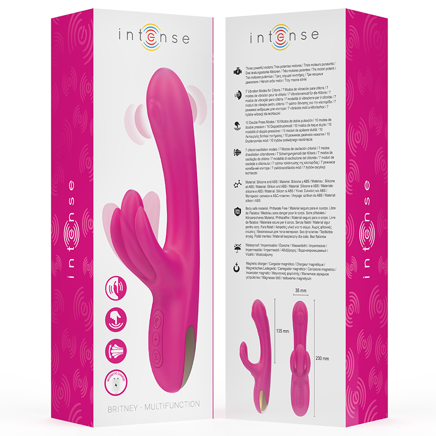 INTENSE - BRITNEY VIBRATEUR LAPIN MULTIFONCTION 23 CM ROSE INTENSE HIGH TECH