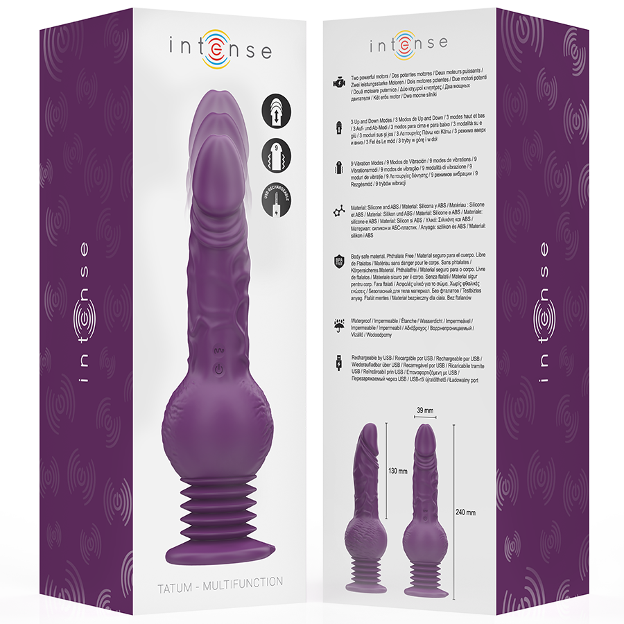 INTENSE - VIBRATEUR MULTIFONCTION TATUM AVEC VIBRATION DE HAUT EN BAS 24 CM VIOLET INTENSE HIGH TECH