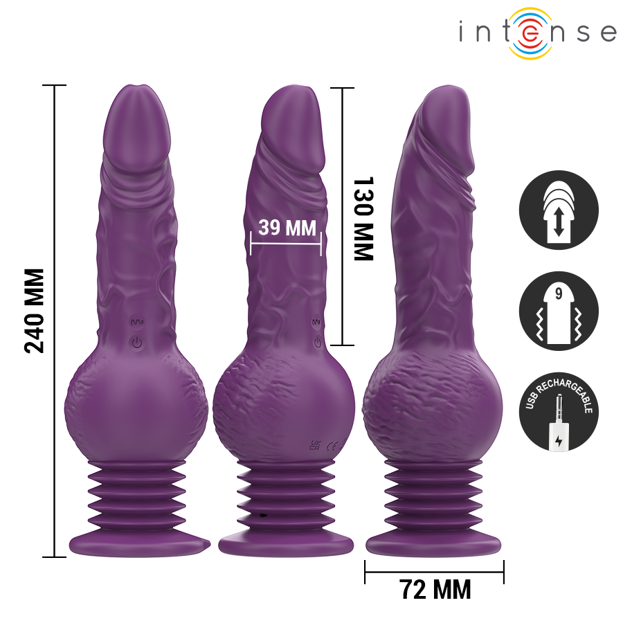 INTENSE - VIBRATEUR MULTIFONCTION TATUM AVEC VIBRATION DE HAUT EN BAS 24 CM VIOLET INTENSE HIGH TECH