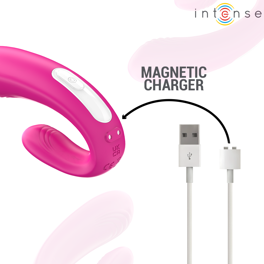 INTENSE - JANET DOUBLE STIMULATEUR ET VIBRATEUR EN U AVEC TÉLÉCOMMANDE ROSE INTENSE REMOTE CONTROL