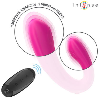 INTENSE - JANET DOUBLE STIMULATEUR ET VIBRATEUR EN U AVEC TÉLÉCOMMANDE ROSE INTENSE REMOTE CONTROL
