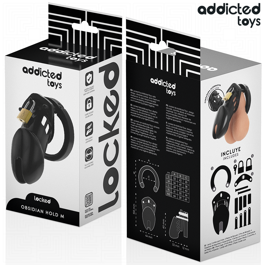 ADDICTED TOYS LOCKED - CAGE À PÉNIS OBSIDIAN HOLD TAILLE M ADDICTED TOYS LOCKED