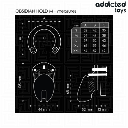 ADDICTED TOYS LOCKED - CAGE À PÉNIS OBSIDIAN HOLD TAILLE M ADDICTED TOYS LOCKED