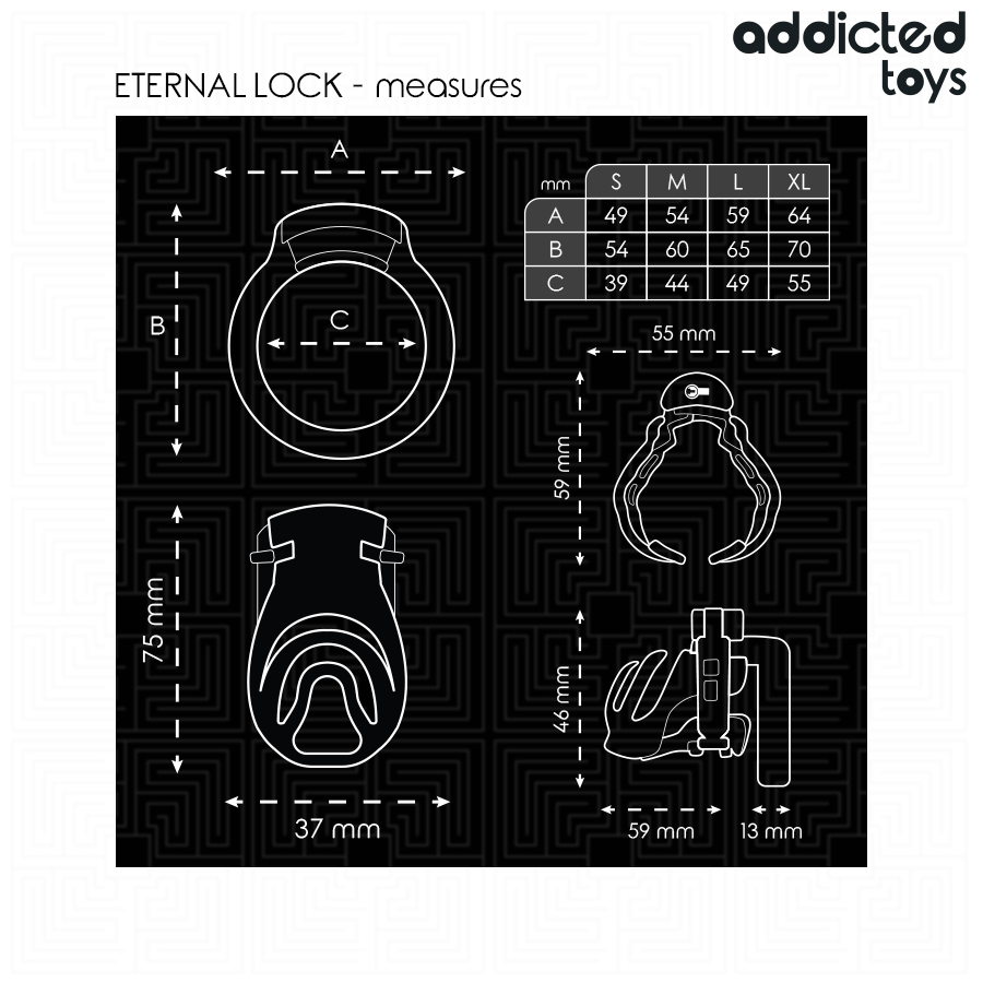 ADDICTED TOYS LOCKED - CAGE À PÉNIS À VERROUILLAGE ÉTERNEL 9 CM ADDICTED TOYS LOCKED