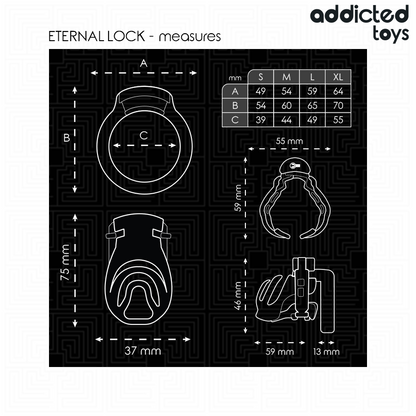 ADDICTED TOYS LOCKED - CAGE À PÉNIS À VERROUILLAGE ÉTERNEL 9 CM ADDICTED TOYS LOCKED