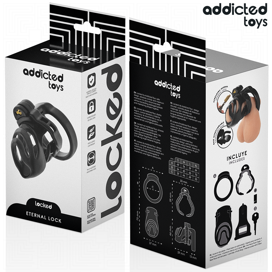 ADDICTED TOYS LOCKED - CAGE À PÉNIS À VERROUILLAGE ÉTERNEL 9 CM ADDICTED TOYS LOCKED