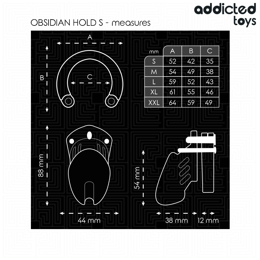 ADDICTED TOYS LOCKED - CAGE À PÉNIS OBSIDIAN HOLD TAILLE S ADDICTED TOYS LOCKED