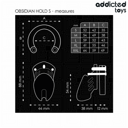 ADDICTED TOYS LOCKED - CAGE À PÉNIS OBSIDIAN HOLD TAILLE S ADDICTED TOYS LOCKED