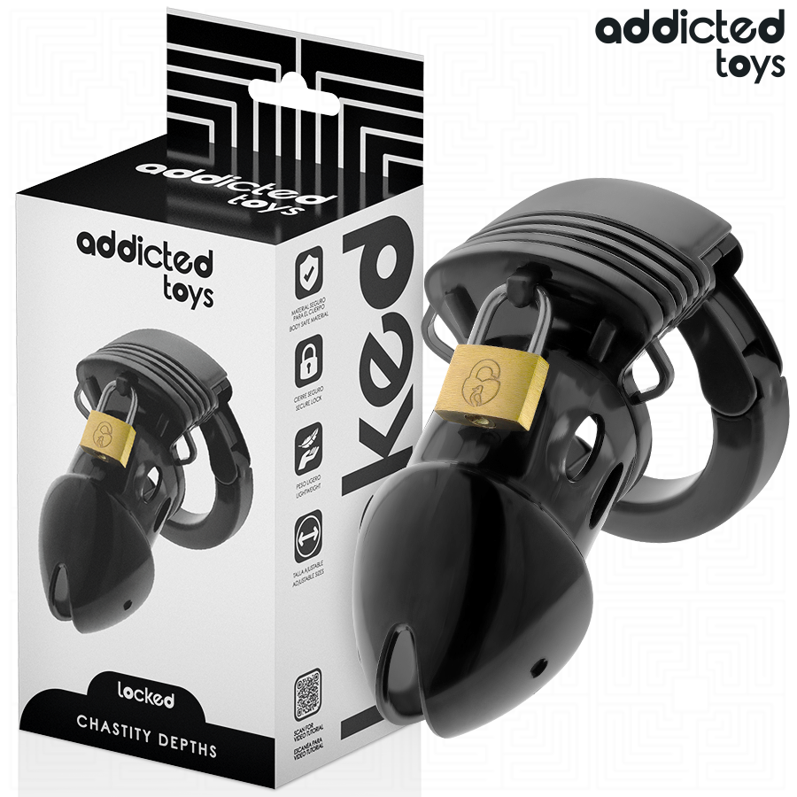ADDICTED TOYS LOCKED - CAGE À PÉNIS CHASTETÉ PROFONDEUR 7,5 CM ADDICTED TOYS LOCKED