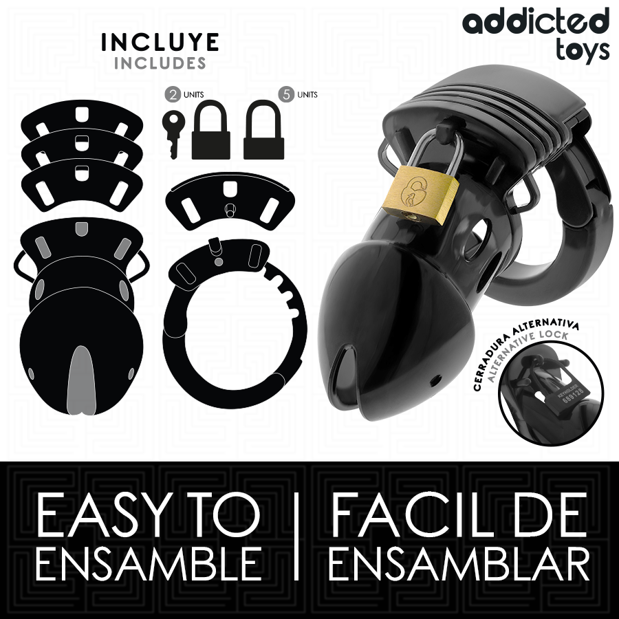 ADDICTED TOYS LOCKED - CAGE À PÉNIS CHASTETÉ PROFONDEUR 7,5 CM ADDICTED TOYS LOCKED
