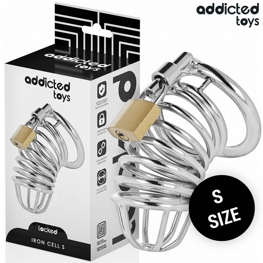 ADDICTED TOYS LOCKED - CAGE À PÉNIS EN MÉTAL IRON CELL 4 CM TAILLE S ADDICTED TOYS LOCKED