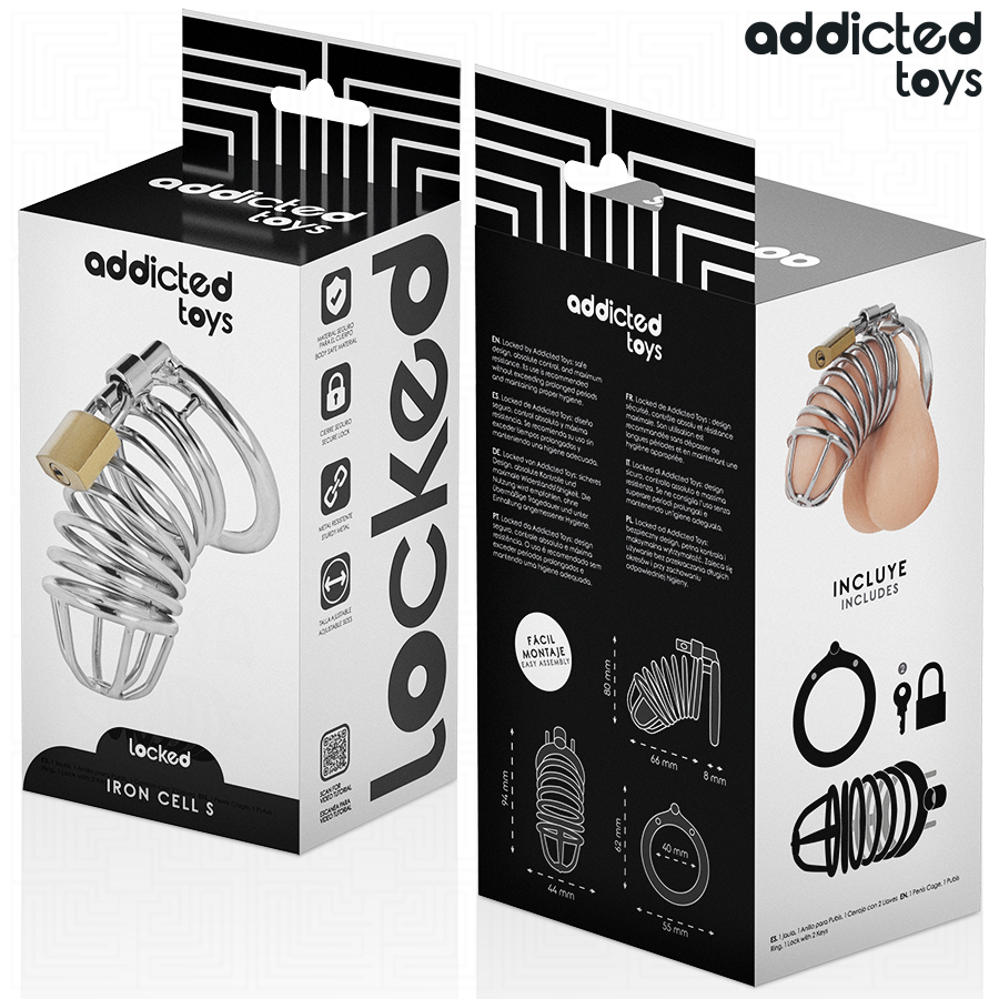 ADDICTED TOYS LOCKED - CAGE À PÉNIS EN MÉTAL IRON CELL 4 CM TAILLE S ADDICTED TOYS LOCKED
