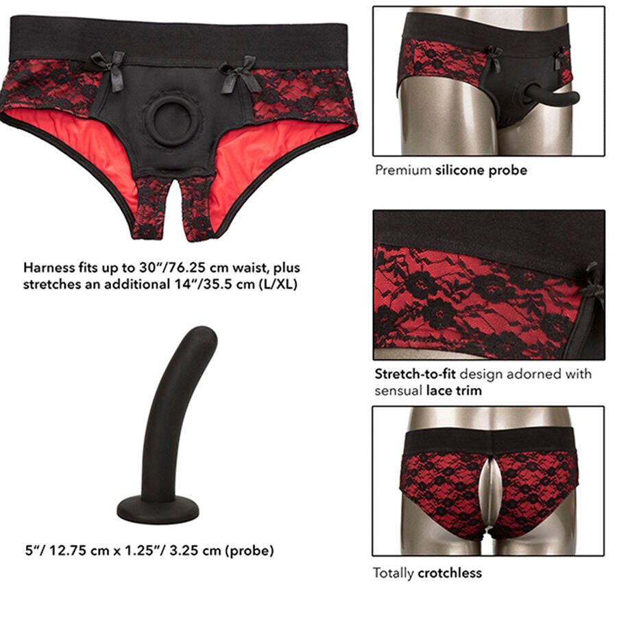 CALEXOTICS - SCANDAL ENSEMBLE DE CULOTTES SANS ENTREJAMBE AVEC GODE TAILLE L/XL CALEXOTICS