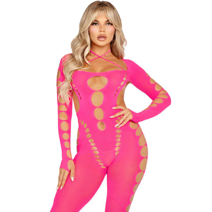 LEG AVENUE - BODYSTOCKING ROSE DOS OUVERT TAILLE UNIQUE LEG AVENUE BODYSTOCKINGS