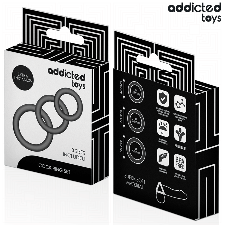 ADDICTED TOYS - LOT DE ANNEAUX EN SILICONE MODÈLE 1 ADDICTED TOYS